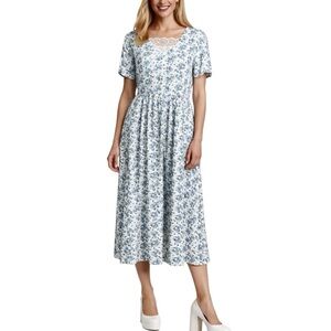 Cottagecore 80's Midi Dress 8 Floral Vintage Country Grandmacore